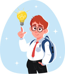 schoolboy with a light bulb idea