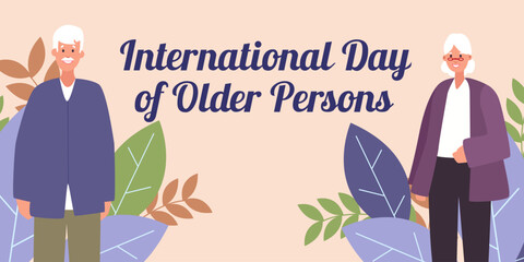 International day of the older persons vector banner. Illustration for posters, cards, web design. Abstract background in peach