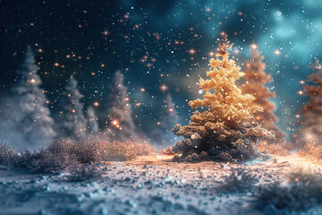 Christmas greeting card with bright winter holiday composition and New Year background