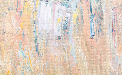 White-blue oil paints applied with a spatula to canvas. Abstract background