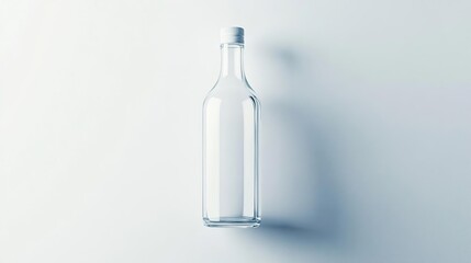 Fototapeta premium A clear glass bottle against a minimalistic background, suggesting purity and simplicity.