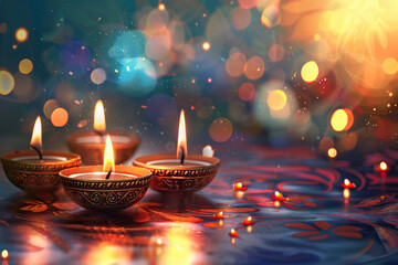 Beautiful greeting card with bright holiday composition for happy and celebrate Diwali