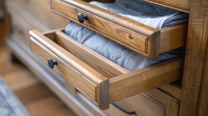 Dresser: A low, horizontal piece of furniture with multiple drawers, providing ample space for storing and organizing folded clothes, accessories, and personal items.
