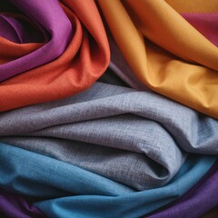 Fototapeta premium Vividly colored fabrics display a striking gradient from red to blue 
