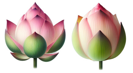 Pink Lotus buds isolated on transparent background,png image