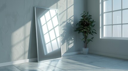 Full-Length Mirror: A tall, narrow mirror, either standing on the floor or fixed to a wall, providing a full-body reflection from head to toe.

