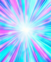 Obraz premium Abstract background in blue and purple neon glow colors on black. Speed of light in galaxy. Explosion in universe.