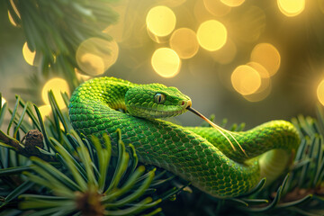 Fototapeta premium Beautiful greeting card with holiday composition for happy and joy celebrate New Year