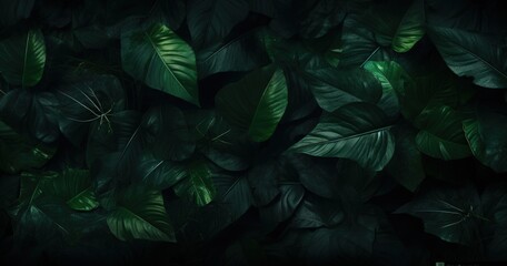 Fototapeta premium A close-up of lush green leaves creating a rich, textured background.