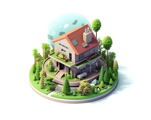 isometric architecture eco sustainable environment generative AI.