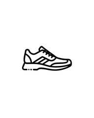 Line art icon of a running shoe.