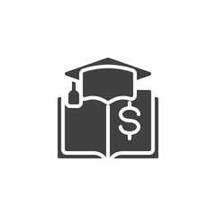 Book and graduation cap vector icon