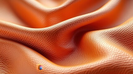 Close-Up of Luxurious Orange Leather Texture with Soft Folds and Natural Grain Patterns