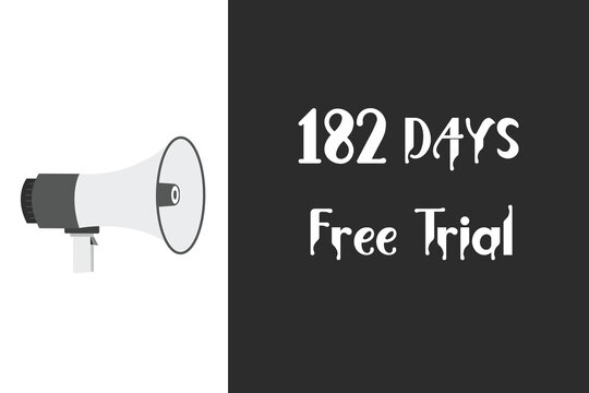 182 day free trial banner design. 182 days free banner background

