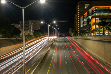 Busy night streets of the Honolulu city, Hawaii