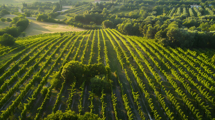 Fototapeta premium Aerial view of a vineyard in Veneto Italy showcasing its extensive layout.