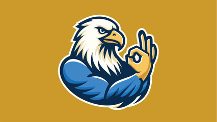 Obraz premium illustration of an eagle mascot with a minimalist style ok pose 