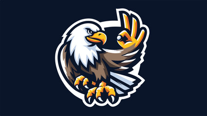 illustration of an eagle mascot with a minimalist style ok pose 