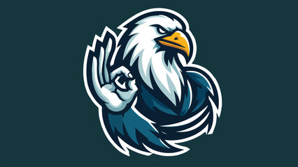 illustration of an eagle mascot with a minimalist style ok pose 