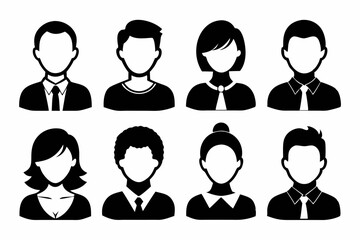 Profile avatar icon set. Male and female head sign silhouette vector