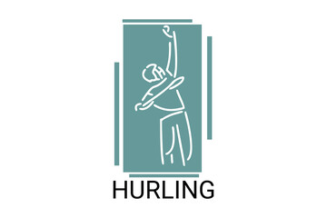 hurling sport vector line icon. an athlete playing hurling. sport pictogram, vector illustration.