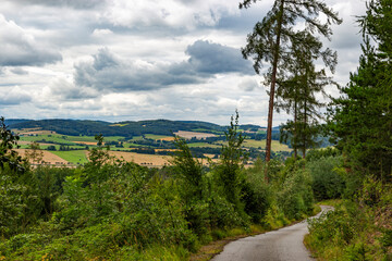 Obraz premium Rural road in South Bohemian forest. Czechia.