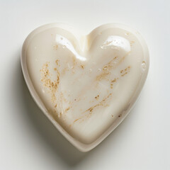 A beautiful heart shaped object with smooth, glossy surface and subtle marbling, evoking feelings of love and warmth.