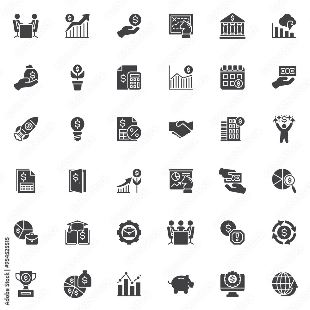 Wall mural business and finance vector icons set