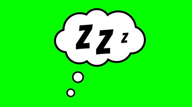 Sleep Bubble ZZZ Animation black and white. Transparent background or green background. 4K