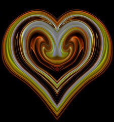 The representation of an abstract heart-shaped image with a combination of bright shining colors creates a captivating visual effect to convey a message of love
