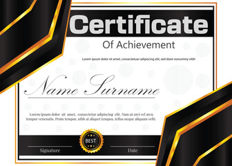 black and golden color new professional certificate design 