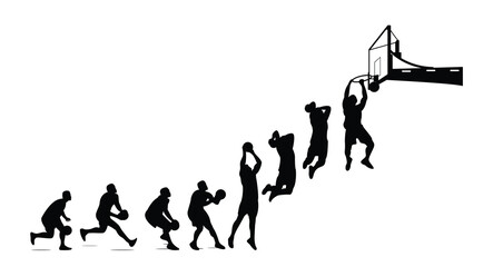 basketball slam dunk process silhouette