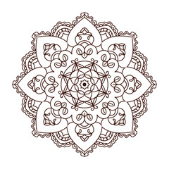 Mandala Line Illustration , Circular pattern in form of mandala for Henna, Mehndi, tattoo, decoration. Decorative frame ornament in ethnic oriental style. Coloring book page.