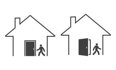 house door with person in out