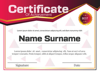 new certificate design with purple and gold gradients color 