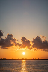 beautiful sunrise over tampa bay and tampa florida