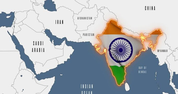 Map of India in the colors of national flags.