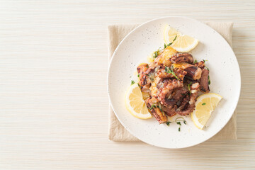 grilled octopus or squid with butter lemon sauce