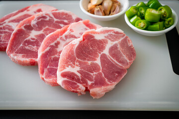Fototapeta premium fresh pork neck raw or collar pork