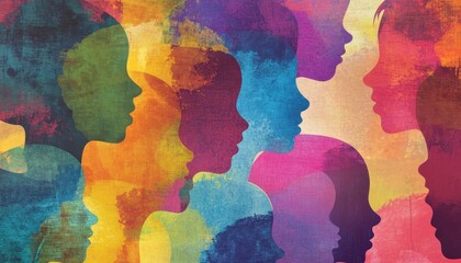 Rainbow of Diversity - Multicultural Education Concept with Colorful Silhouettes of Children's Heads