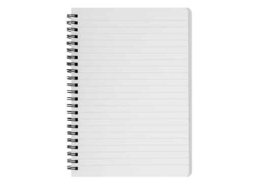 The isolated spiral paper notebook