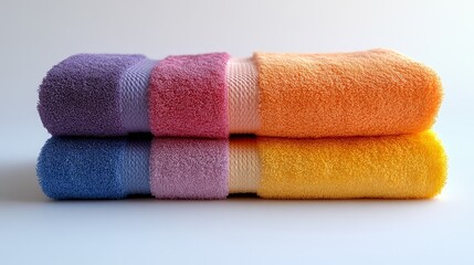 Colorful Rolled Terrycloth Towels Stacked