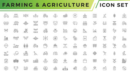 Agriculture & Farming simple vector icon set illustration