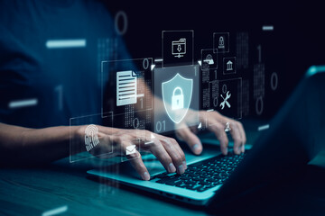 Cyber security and Security password login online concept  Hands typing and entering username and password of social media, logging in with smartphone to an online bank account, data protection hacker