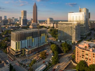 Fototapeta premium Downtown cityskline of Atlanta at sunset, Georgia, United States Of America.