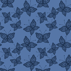 Fototapeta premium Seamless vector illustration print pattern background wallpaper with butterflies summer spring for textile, paper, pack etc 