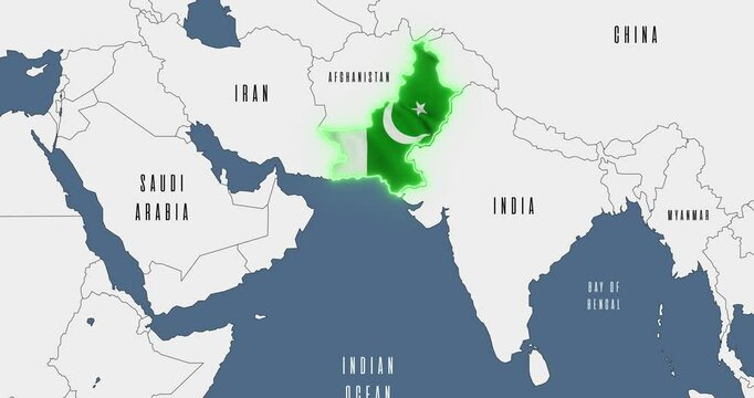 Map of Pakistan in the colors of national flags.