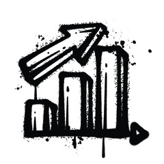 Black and White Graffiti Spray Painted graph on white background