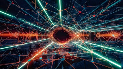 Futuristic abstract neon light social network&nbsp;image