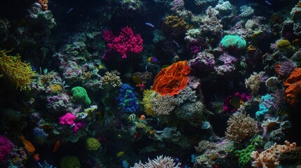 Vibrant Coral Reef with Tropical Fish Underwater Scene